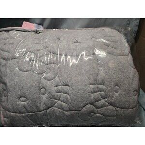 Hello Kitty Pottery Barn Teen Double Sided Grey / Pink Embroidered Quilt